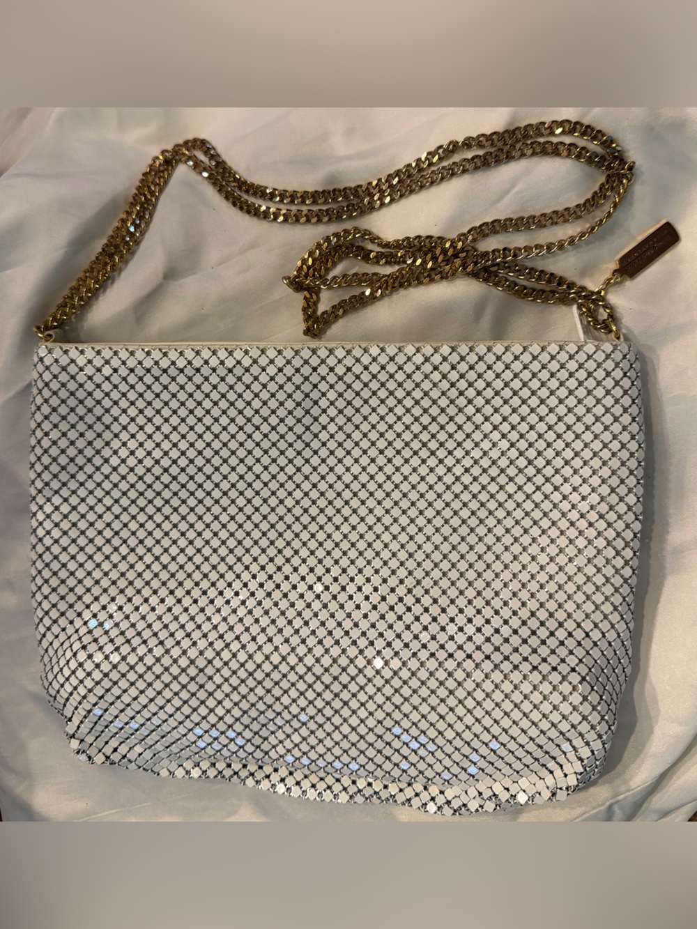 Whiting & Davis International White Metal Mesh Shoulder Bag Vintage, NWOT - Picture 4 of 13